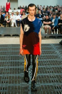 $1095 Designer DIESEL Men's Slim Fit Stripes Zip Biker Leather Pants Trousers  - Picture 1 of 12