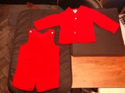 Vintage 1950s Dotty Dan Children's Red Velveteen Jumper & Jacket Toddler XXL - Image 1 of 4