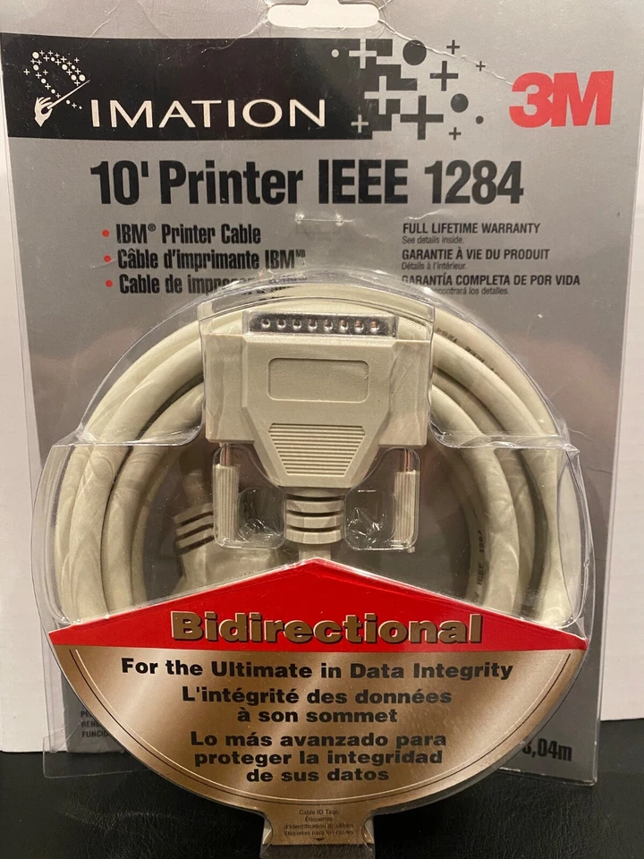 IMATION 10FT Bidirectional Parallel Printer Cable IEEE-1284 DB25M To CN36M - Image 1 of 2