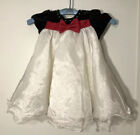 Rare Too Size 24 Mo Black Velvet White Chiffon Dress Red Bow Party Holiday