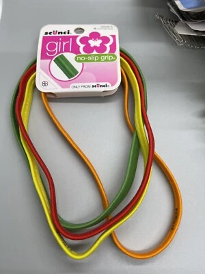 SCUNCI GIRL NO SLIP GRIP Green Orange Red Yellow HEAD BANDS - 4 PCS. 22506 -A - Image 1 of 2