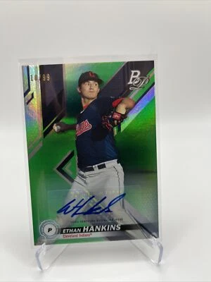 2019 Bowman Platinum Green Refractor /99 Ethan Hankins #TOP-34 Auto Guardians - Image 1 of 2