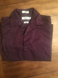 Calvin Klein Boys' Long-Sleeve Slim Fit Dress Shirt ~ Eggplant Size 14 - Picture 1 of 3