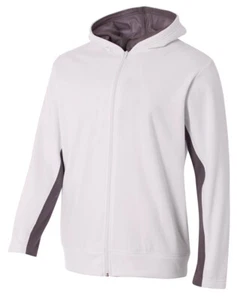 A4 Youth 100% Polyester Long Sleeves Full Zip Color Block Fleece Hoodie NB4251 - Picture 1 of 8