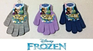 DISNEY FROZEN THE KINGDOM OF ICE ANNA ELSA PRINT GLOVES - Picture 1 of 7