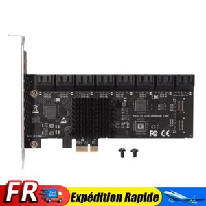 Contrôleur de carte d'extension PCIE 16 ports, adaptateur PCIe X1 SATA3.0 6Gbps - Photo 1/8