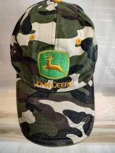 John Deere Camoflauge  Cap Hat Adjustable Back Yellow Eyelets Embroidered Logo - Bild 1 von 12
