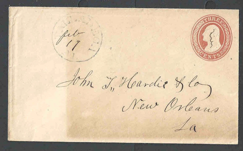 1853 U1 Used Entire 3c Red On White Die 1 Size 7 Toned Front - Image 1 of 1