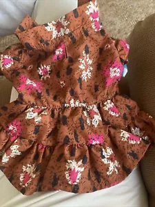 Unbranded Brown And Pink Light Weight Summer Doggy Dress XS Hole For Leash - Picture 1 of 3