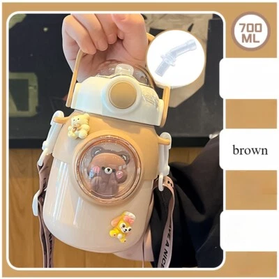 1 PIEZA Acero Inoxidable 700 ml Niños Paja Termo Taza Lindo Gato Cachorro Botella de Agua Foto 1 de 4