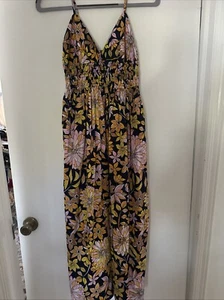 J Crew Sundress Size 4 Midi Floral Navy Spaghetti Strap - Picture 1 of 5