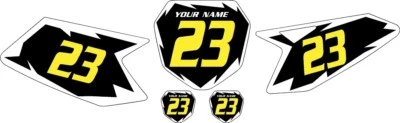 Suzuki DRZ70 DRZ50 Black Backgrounds - White Shock Series - Yellow Number Foto 1 de 3