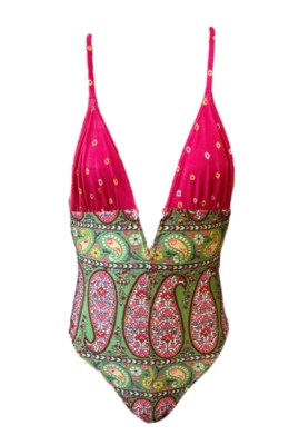Christian Dior Vintage 2004 Spring Paisley Swimwear Swimsuit #38 Pink Rank AB - Image 1 of 4