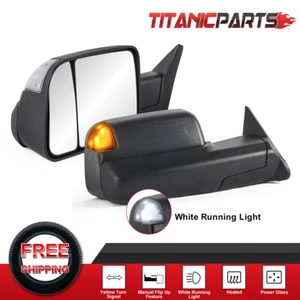 Pair Tow Mirrors w/ White Running Light For 1998-2001 Dodge Ram 1500/2500/3500 - Picture 1 of 13