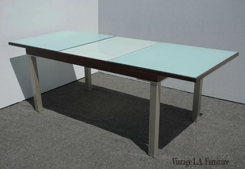Vintage Italian Costantini Pietro Extension Dining Room Table w One Leaf Cover