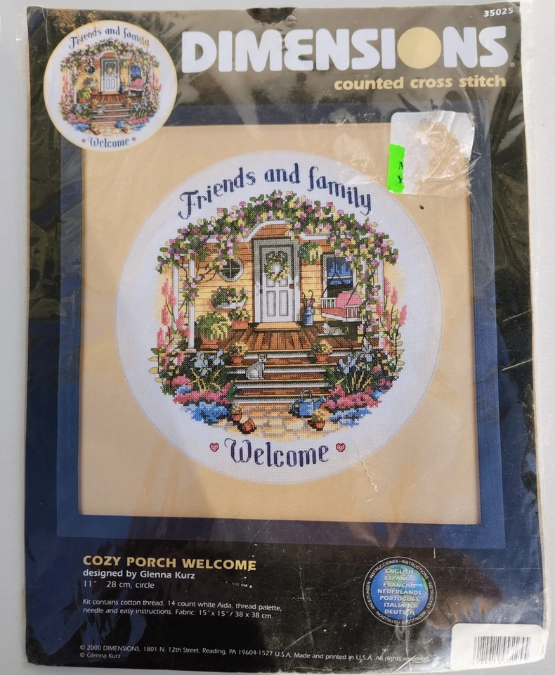 Dimensions Cozy Porch  Counted Cross Stitch Kit #35025 Friends & Family Welcome - Image 1 of 4