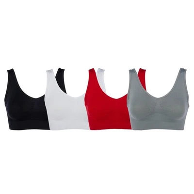 Rhonda Shear 4‑Pack Original Ahh Bras S (CH/Petite) Black, White, Gray, and Red - Image 1 of 4