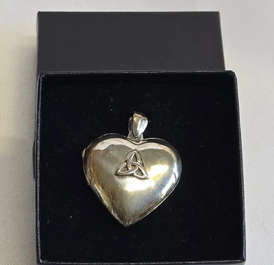 Sterling Silver Locket 9.54g Fine Jewelry Celtic Knot Heart Pendant - Image 1 of 4