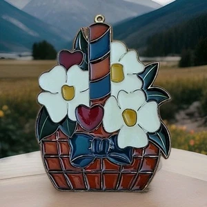 Vintage Suncatcher Flowers Hearts Basket Bow Window Decor Light - Picture 1 of 5