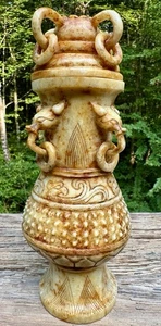 Estate Antique / Vintage Chinese White Jade Vase / Urn - Ming Dynasty Style - 8” - Picture 1 of 24