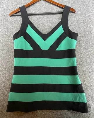 Joseph Ribkoff Tank Top Shirt Women’s Size 10 Striped Black Green - Image 1 of 4