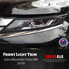 Matte Black Front Light Trim Cover Surrounds For Mitsubishi Triton Mr 2019+