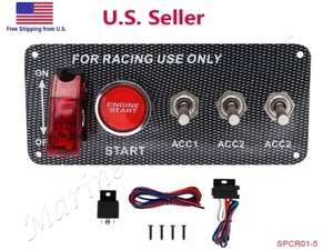 Ignition Switch Engine Start Push Button Toggle Switch Panel Racing Car LED 12V - Picture 1 of 5