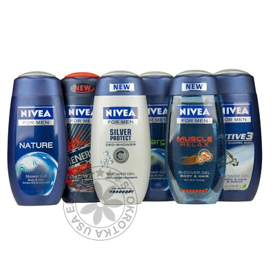 NIVEA MEN Shower Gel Body & Hair Wash 250ml/8,45 fl.oz From GERMANY - US SELLER
