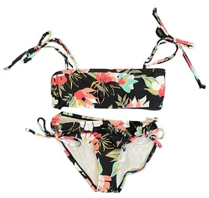 Kanu Surf Black Tropical Bandeau Bikini Two-Piece Swimsuit Girls Size 10 NWT NEW - Picture 1 of 9