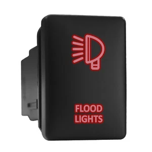 FLOOD LIGHTS - Red Backlit Push In Switch 1.28"x 0.87" (Fit: Toyota) - Picture 1 of 6