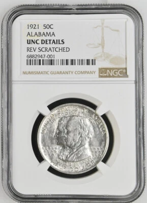 1921 50c Alabama commemorative half dollar NGC UNC-Details Rev Scratch - Image 1 of 2