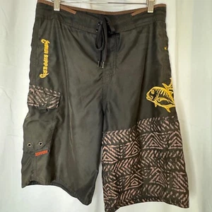 Maui Rippers Board Shorts Swim Trunks Tribal Print Cargo Pockets Mens SZ 31 - Picture 1 of 10