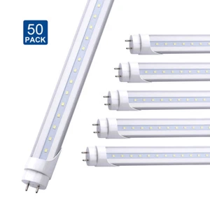 50 Pack 22W T8 4FT G13 Bi Pin Led Tube Light Bulbs 4 Foot Led Shop Light 6000K - Picture 1 of 12