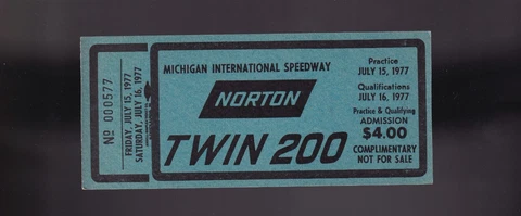 1977 Michigan Speedway-Qualifying Ticket-SNEVA-NEGRE WIN POLE-NORTON TWIN 200 Cover