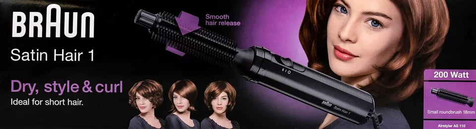 Braun Satin Hair 1 AS 110 Warmluftbürste Stylingbürste Haarbürste schwarz