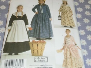 SIMPLICITY 3725 GIRLS PURATAN/PIONEER COLONIAL DRESS COSTUME PATTERN-UNCUT-7-14 - Picture 1 of 3