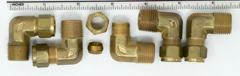 Lot of 5 - Imperial 169C-6-6 - 3/8" Compression x MNPT Brass 90 Degree Elbow - Image 1 of 1