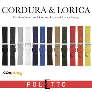 CORDURA & LORICA Canvas Watch Band 12 Colours 18-24mm by CINTURINI POLETTO Italy - Picture 1 of 90