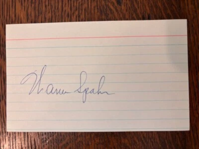 Vintage PRISTINE 3x5 Index Card Signed by MLB Braves Hall of Famer Warren Spahn - Image 1 of 3