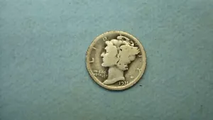 Moneda de diez centavos de mercurio 1921 fecha semillave 90 % plata - Imagen 1 de 6