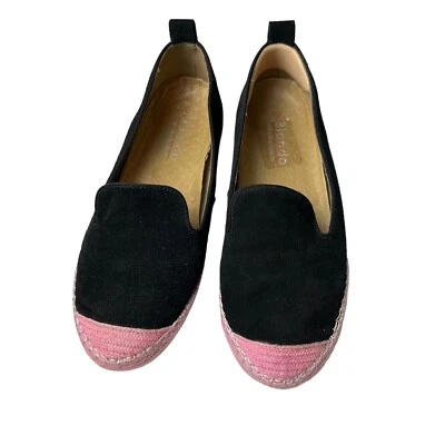 BLONDO Negro Gamuza Rosa Borde Alpargata Impermeable Mocasines Zapatos Talla 7.5 Foto 1 de 4