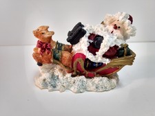 Reclining Santa In Sleigh Christmas Holiday Decoration Resin Figurine ch375