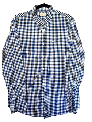 Camisa con botones Dockers talla XL negra/azul a rayas cruzadas para hombre Foto 1 de 4
