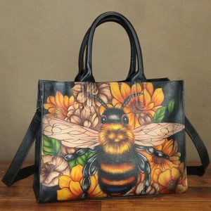 Genuine Leather Women Purses and Handbags Handpainted Shoulder Crossbody Bags - Picture 1 of 9