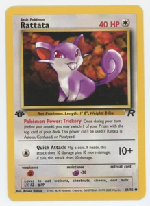 Tarjeta de Pokémon Rattata 66/82 Casi Nuevo LP MP HP Common Team Rocket 2000 WOTC - Imagen 1 de 7