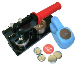 1.5" Button Making Kit - Button Machine, Button Boy Punch + 100 pinback parts - Picture 1 of 4