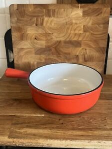 NOMAR Vintage Enamel Cast Iron Pot Pan Staub Made in France 23 Orange Red. VGC