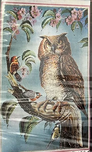 Vtg 1982 Felt Wall Calendar Kit Owl Birds Flowers Sequins Beads Uncut Craft - Picture 1 of 4