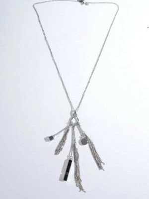Banana Republic Women's Geo Feather Tassel Pendant Necklace NWT 49 SILVER - Image 1 of 4