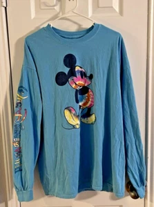 Disney Parks Tie-Dye Mickey Long Sleeve Royal Blue Tee Walt Disney World sleeve - Picture 1 of 5